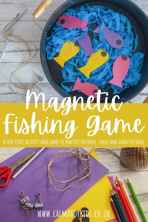 Fish Games For Kids, Calming Activities For Kids, Fishing Games For Kids, Fishing Theme Party, Boom Town, Practice Patience, Magnetic Fishing Game, How To Make Fish, Fish Activities