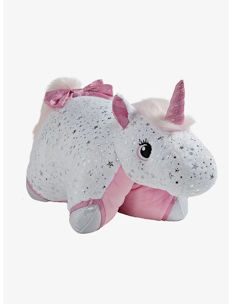 Glittery White Unicorn Pillow Pets Plush Toy Unicorn Pillow Pet, Fuzzy Pillows, Pillow Pets, Novelty Pillows, White Pillow Cases, Unicorn Stuffed Animal, Unicorn Pillow, Unicorn Kids, Soft Stuffed Animals