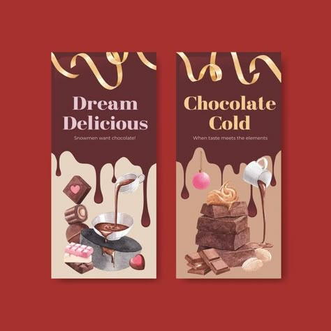 Chocolate Flyer Design, Cake Brochure, Design For Brochure, Chocolate Poster, Chocolate Bar Design, Colorful Birthday Cake, Store Flyers, Chocolate Packaging Design, Watercolor Vector