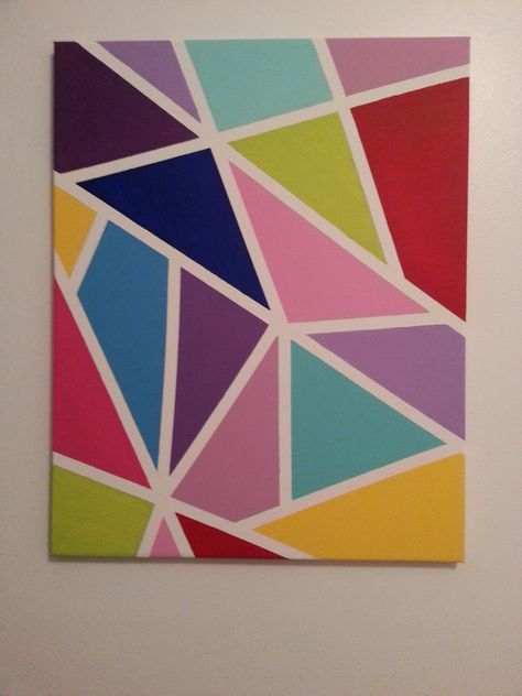 Colorful canvas made with masking tape and acrylic paint :) Simple Art Designs, Diy Wall Painting, Tape Painting, Diy Canvas Wall Art, Simple Canvas Paintings, Tape Art, Easy Canvas Art, Canvas Drawings, Easy Canvas Painting