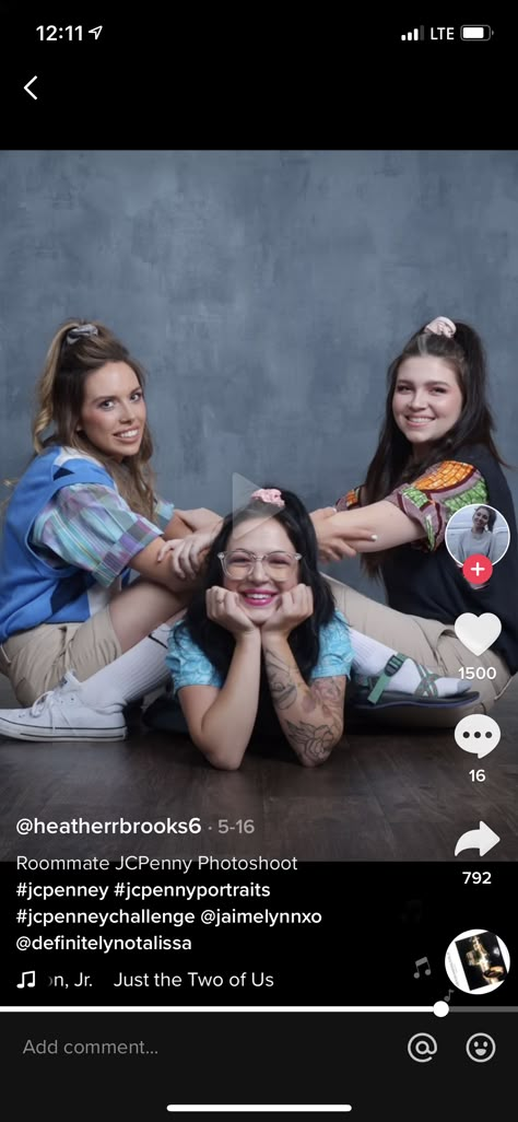 90 Family Photos, 80s Portraits Funny, Awkward Coworker Photos, Hands In Back Pockets Pose, 80s Family Photoshoot Funny, Silly Friend Photoshoot, Awkward Trio Poses, Jcp Photoshoot Ideas, 90s Sibling Pictures