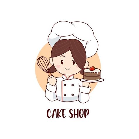 Cute little chef girl holding chocolate ... | Premium Vector #Freepik #vector #food #kids #restaurant #woman Chef Girl, Baking Clipart, Drawing Body Proportions, Pink Heart Background, Chef Cake, Cartoon Chef, Baking Logo Design, Roblox Aesthetic, Cute Bakery