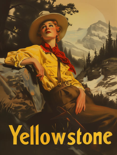 Discover the allure of America's wilderness with our Vintage Yellowstone Travel Poster. This exceptional artwork embodies the spirit of adventure and the timeless appeal of America's first national park, taking you back to the golden age of travel. Crafted in a vintage style, this poster features a classic depiction of Yellowstone's pristine landscapes, complete with the majestic mountains and lush forests that the park is famed for. This high-quality, printable artwork is available for download Vintage Park Posters, Yellowstone Poster, Travel Elements, Vintage Yellowstone, American Landscape, Journal Travel, Landscape Digital, Majestic Mountains, Vintage Travel Poster