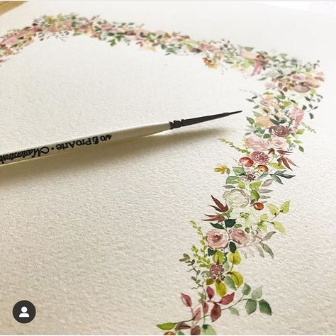 Watercolour Floral Border, Floral Border Painting, Flower Painting Border, Harriet De Winton Watercolor, Watercolour Flower Border, Watercolour Wreath Floral, Border Painting Ideas, Border Painting Design, Flower Border Painting