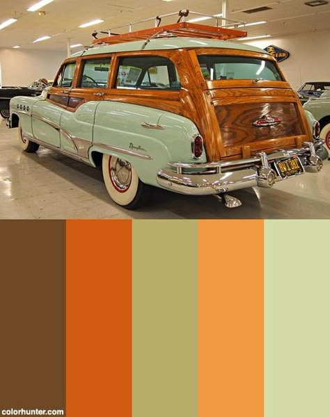 1951 Buick Roadmaster Woodie Station Wagon '8w1 381' 06 Color Scheme Retro Color Scheme 70s, Retro Color Scheme Vintage, 1950 Color Palette, 1940s Color Palette, Vintage Color Palette Retro, 50s Color Palette, 1950s Color Palette, Vintage Color Schemes, Vintage Colour Palette