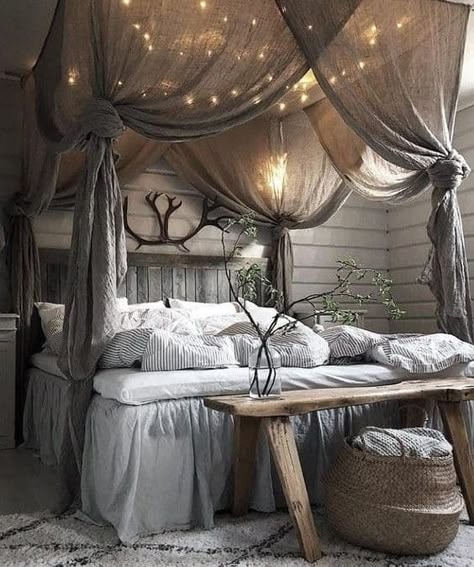 Farmhouse living has a very unique feel. If you long for that feeling, you can create a farmhouse style bedroom and have a warm and cozy space of your... | -bed-curtains #bedroom #farmhouse #farmhousebedroom #farmhousedecor #farmhouseideas #decoratedlife Farmhouse Style Bedrooms, Romantic Bedroom, Dreamy Bedrooms, Canopy Bed, Master Bed, Master Bedrooms Decor, Rustic Bedroom, Farmhouse Bedroom, Future Home Ideas