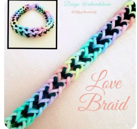 Easy tutorial Diy Rainbow Loom Ideas, Bracelet Patterns Rainbow Loom, Loom Bracelets Without Loom, Happy Loom Bracelet, Loom Bracelets Rubber Band Ideas, Different Loom Band Patterns, No Loom Rubber Band Bracelet, How To Make Rubberband Bracelets, Things To Make Out Of Loom Bands