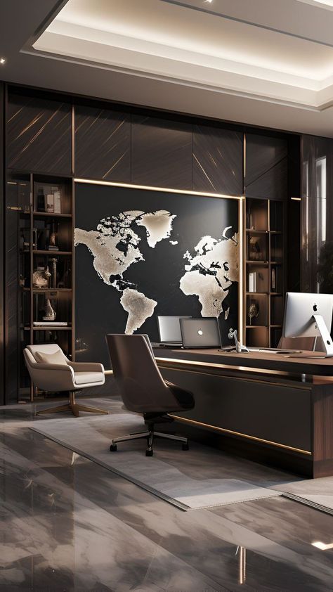 Office Design Interior Luxury, Luxury Lawyer Office, Office Lawyer Interior Design, Home Office Luxury Design, Luxury Business Office, Masculine Executive Office, Ceo Office Design Luxury Modern Business, Luxury Office Decor, Modern Lawyer Office Interior Design