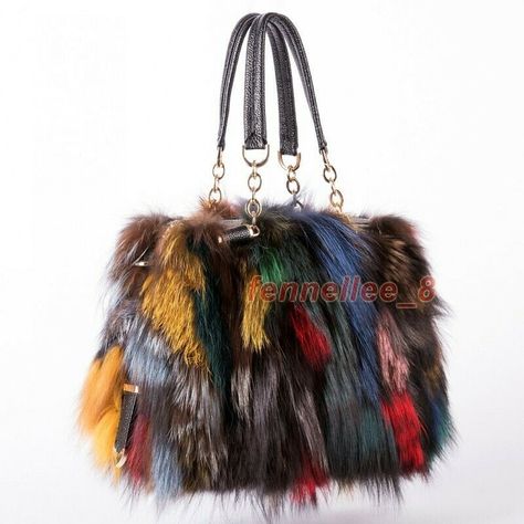 Lady Genuine Fox Fur Handbag Real Leather Bag Cowhide Tote Bag Shoulder Bag New Mate rial : real fox fur + real leather (Shoulder strap: PU) Size:  Width 33cm / 12.99 inches          Height 22cm / 8.66 inches          Thickness 13cm / 5.12 inches          Strap height 21cm /  8.27 inches The size measured themselves,Sometimes some error, but always within 3 cm. Winter Handbags, Fur Handbag, Luxury Bags Collection, Fur Handbags, Real Leather Bags, Fur Bag, Open When, Luxury Purses, Party Bags