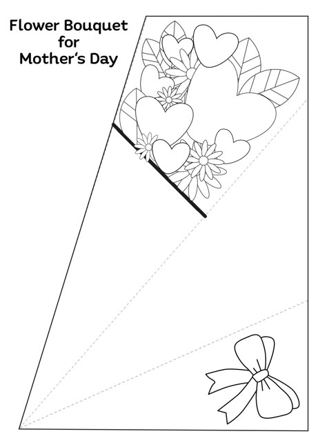 Printable Flower Bouquet For Mothers Day Mothers Day Card Template, Flower Petal Template, Flower Templates Printable, Mother's Day Printables, Flower Boquet, Paper Flower Garlands, Printable Flower, Paper Bouquet, Mothers Day Crafts For Kids