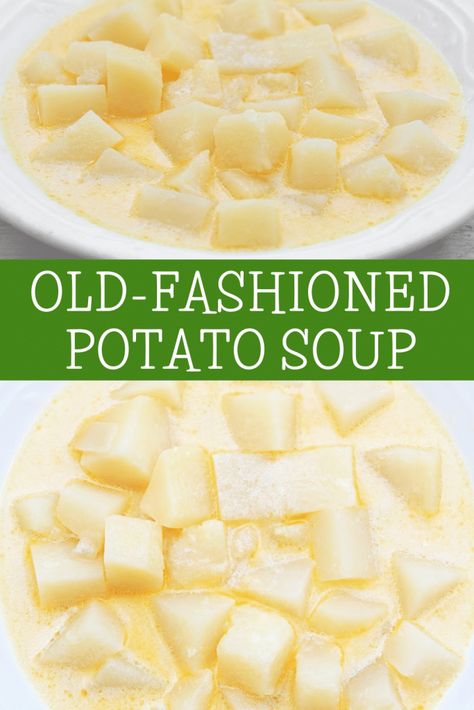 Old Fashioned Potato Soup ~ A back-to-basics potato soup made with simple ingredients. Easy slow cooker recipe. Old Fashion Potato Soup, Old Fashioned Potato Soup, Vegan Bacon Bits, Homemade Potato Soup, Vegan Potato Soup, Slow Cooker Potato Soup, Vegan Cheddar Cheese, Vegan Pantry, Vegan Dinner Recipes Easy