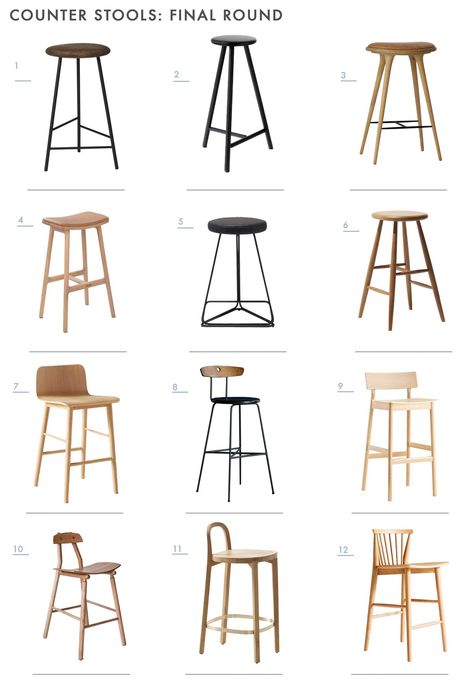 Mountain House Kitchen, Counter Stools With Backs, Projects Design, Leather Counter Stools, Vintage Stool, Stools With Backs, White Quartz Countertop, Emily Henderson, Counter Height Stools