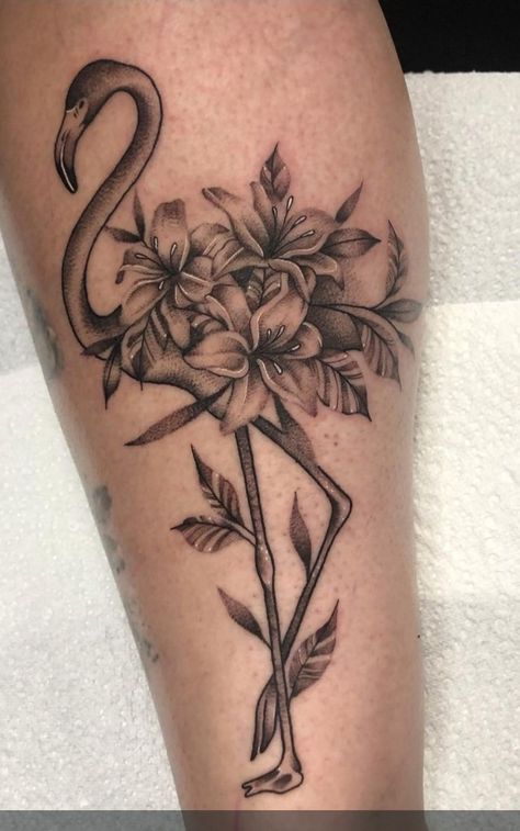 Flower Flamingo Tattoo, Flamingo Motherhood Tattoo, Flamingo Tattoo Sleeve, Flamingo Floral Tattoo, Flamingo Tattoo Black And White, Flamingo And Flower Tattoo, Flamingo Leg Tattoo, Mother Daughter Flamingo Tattoos, Realistic Flamingo Tattoo