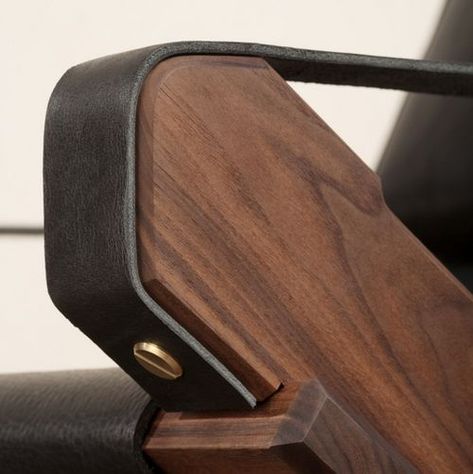 wood and leather furniture by interior designers Roman and Williams Roman And Williams, Joinery Details, Nyc Design, Leather Lounge Chair, Furniture Details, Leather Furniture, Furniture Inspiration, Wooden Chair, Interior Furniture