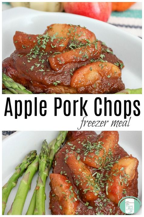 Apple Pork Chops freezer meal #fallrecipes #freezermeals101 #freezercooking #porkchops Pork Freezer Meals, Nesting Party, Freezer Prep, Postpartum Meals, Dump Recipes, Freezer Dinners, Freezer Food, Apple Pork, Budget Freezer Meals