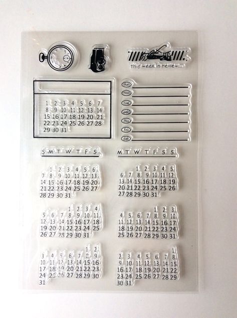 Bujo Calendar, Calendar Stamps, Cute School Stationary, Planner Stamps, Cool School Supplies, Tampons Transparents, Calendar Date, Weekly Monthly Planner, Diy Stamp