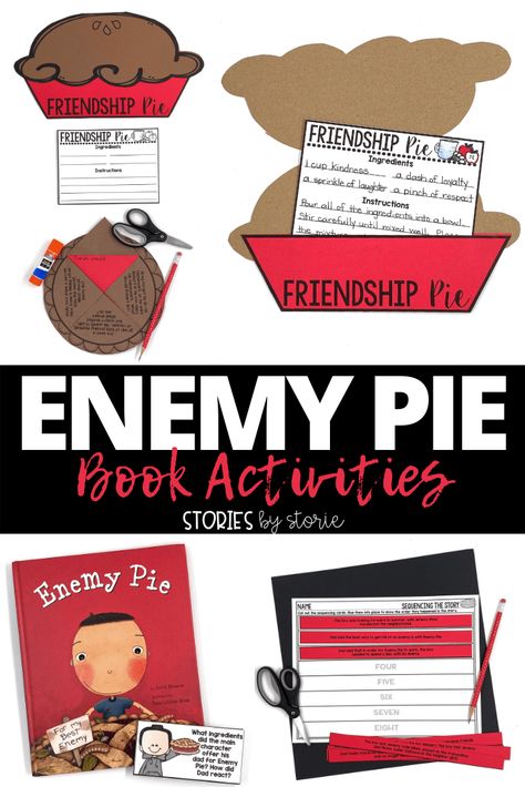 Enemy Pie Activities and Resources for the Primary Classroom Beginning Middle End Activities 2nd Grade, Enemy Pie Activities Kindergarten, Enemy Pie Craft, Enemy Pie Activities Free, Enemy Pie Activities, Pie Activities, Buddy Activities, Enemy Pie, Second Grade Writing