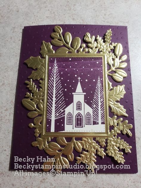 I love the simplicity of this stamp set! Definitely a "Clean & Simple"I have to admit I CASE'd this card from someone, I just liked to total package. The Merriest Frames from last year, I did have to review, again, but, the results are definitely worth it! And, the color, Blackberry Bliss, is just stunning! Stampin Up Easter Cards, Papercraft Christmas Cards, Stamped Christmas Cards, Religious Christmas Cards, Christmas Cards Kids, Homemade Christmas Cards, Stampin Up Christmas Cards, Frame Card, Religious Christmas