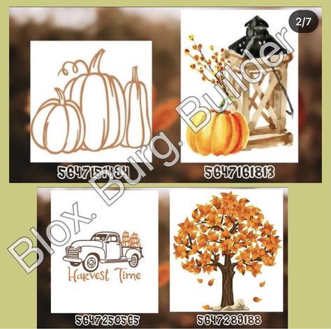 Bloxburg Fall House Decoration Ideas, Roblox Fall Picture Codes, Fall Id Codes Bloxburg, Bloxburg Fall Laundry Room, Bloxburg Halloween Painting Codes, Fall Painting Codes Bloxburg, Fall Picture Codes Bloxburg, Berry Avenue Decal Codes Fall, Bloxburg Fall Painting Codes