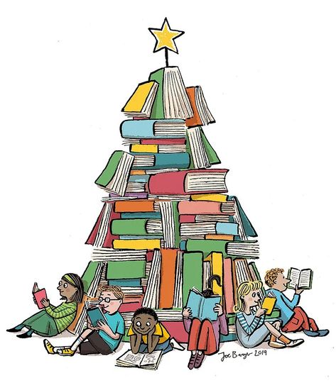 Merry Bookmas, Inspirational Reading Quotes, Winter Library, Christmas Library, Library Drawing, Library Christmas, School Library Decor, Social Media Books, Xmas Drawing