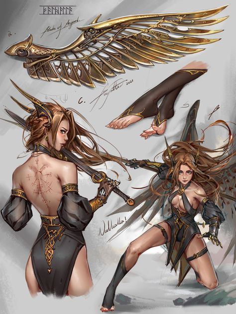 ArtStation - Brunhilda the Valkyrie of Wisdom practice Pose Base, Evelynn League Of Legends, Snow Owl, Female Character Concept, Dungeons And Dragons Characters, 판타지 아트, Female Character Design, Character Design References, Character Creation