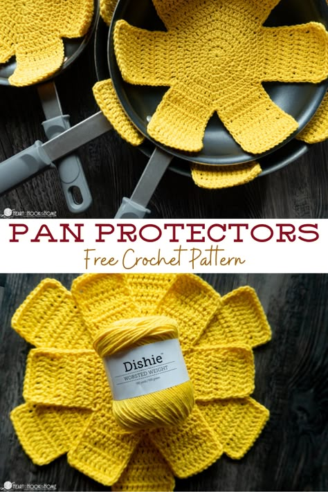 Storage Crochet, Pan Protectors, Small Crochet Gifts, Diy Tricot, Stitches Crochet, Crochet Potholders, Crochet Kitchen, Stitch Crochet, Crochet For Home