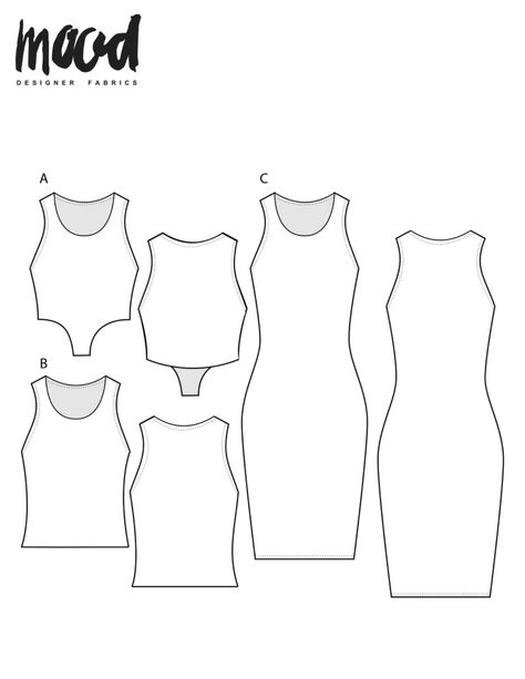 The Sylvan Tank Dress - Free Sewing Pattern - Mood Sewciety Mood Sewing Patterns Top, Romcom Core, Mood Patterns, Tank Dress Pattern, Top Pattern Sewing, Tank Top Sewing Pattern, Summer Dress Sewing Patterns, Mood Sewciety, Dress Sewing Patterns Free