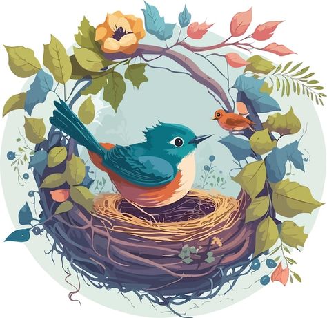 Vector a bird and a bird in a nest with ... | Premium Vector #Freepik #vector Bird In A Nest, Psd Icon, Bird Nest, Vector Photo, Premium Vector, Game Art, Graphic Resources, Photo And Video, Plants