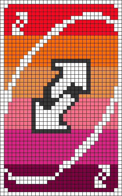 Lesbian Cross Stitch Patterns, Lesbian Cross Stitch, Pride Pixel Art, Easy Pixel Art, Lesbian Flag, Kandi Patterns, Craft Room Decor, Pixel Art Pattern, Pride Rainbow