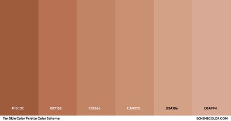 Tan Skin Color Palette Color Scheme » Brown » SchemeColor.com Tan Skin Tone Palette, Tan Skin Color Palette, Brown Pantone, Brown Car, Shades Of Tan, Hexadecimal Color, Tan Skin Tone, Tanned Skin, Brown Color Schemes