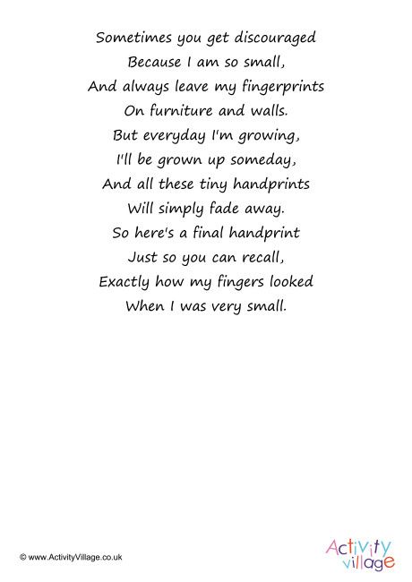 Handprint Poem 2 Kindergarten Handprint Poem, Dr Suess Poems, Handprint Quotes, Hand Print Poem, Handprint Poems, Hand Poem, Poems About Growing Up, Funny Poems For Kids, Baby Handprint Crafts