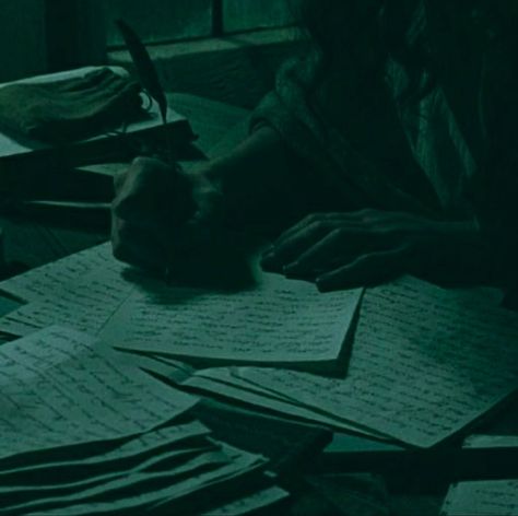 Loki Fanfic, Slytherin Aesthetic, Archive Of Our Own, Loki, In The Dark, Desk, Writing, Green