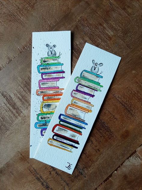 Color Pencil Bookmarks, Zentangle Bookmarks Ideas, Book Mark Drawing Ideas, Watercolor Paintings Bookmarks, Marques Pages Fait Main, Watercolor Bookmark Ideas, Handmade Bookmark Ideas, Handmade Bookmarks Diy, Creative Bookmarks