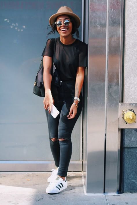 Ripped Jeans, Fedora, Black Women, Outfit Ideas, Black