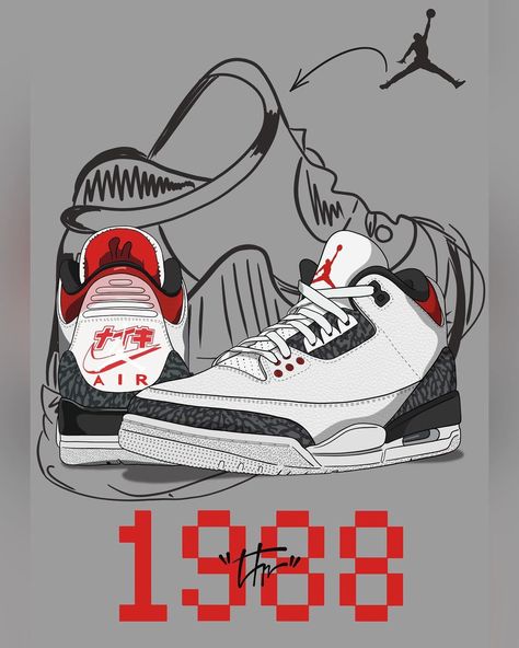 Sneaker Illustration в Instagram: «🔲 "Air Jordan 3 Retro "Fire Red" " poster, order in direct! ⠀ 💭Support repost, like, comment! 📐Size:A2 (420x594 mm) 🗺 Shipping worldwide…» Fresh Kicks Sneakers, Jordan Wallpapers, Sneaker Illustration, Cricut Pictures, Jordan Shoes Wallpaper, Nike Wallpaper Iphone, Jordan Logo Wallpaper, Sneakers Wallpaper, Red Poster