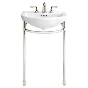 D19000708002415 by Dxv - St. George® 24 in. Console Bathroom Sink, 3 Hole with Console Leg - Canvas White Small Powder Room, Console Bathroom Sink, Track Door, Washroom Accessories, Console Sink, Sliding Door Track, Pedestal Sinks, Bar Faucets, Shower Drains