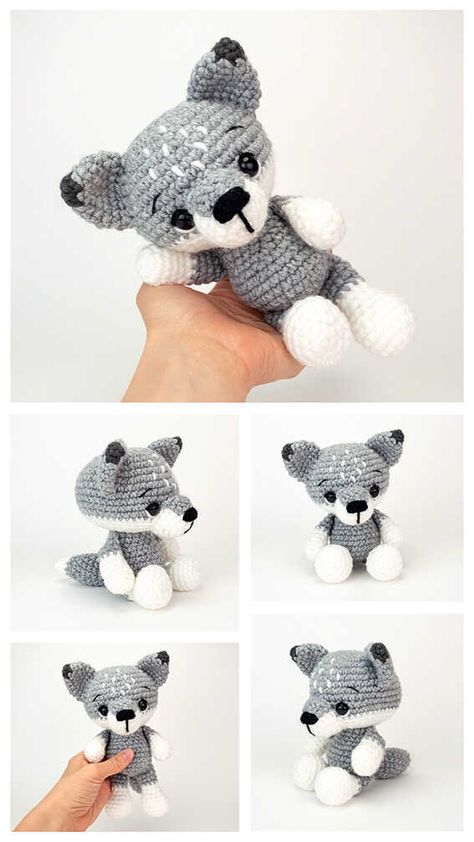 Crochet Wolf Amigurumi Free Pattern - Free Crochet Patterns Wolf Amigurumi, Crochet Wolf, Finger Puppet Patterns, Crochet Classes, Crochet Hack, Easy Crochet Animals, Crochet Cow, Crochet Amigurumi Free Patterns, Crochet Quilt