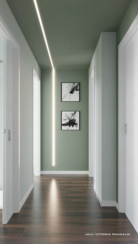 Corridor Colour Ideas, Long Hallway Color Ideas, Small Corridor Design, Hall Wall Colour, Hall Colour Ideas, Corridors Design Home, Corridor Ideas, Hall Colour, Corridor Design