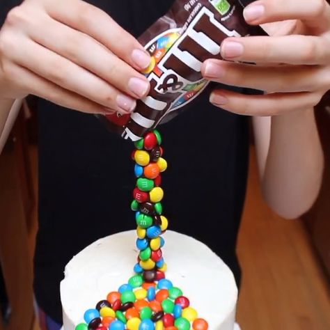 RyanWilsonBakes | Ryan Wilson on Instagram: “I have the perfect solution for leftover MM’s!🎂🍫It’s a gravity defying MM cake! It’s actually really easy to make!😊The full tutorial for…” Gravity Defying Cake Tutorial, Mm Cake, Anti Gravity Cake, M&m Cake, Gravity Defying Cake, Gravity Cake, Cake Tutorial, Gravity, Halloween