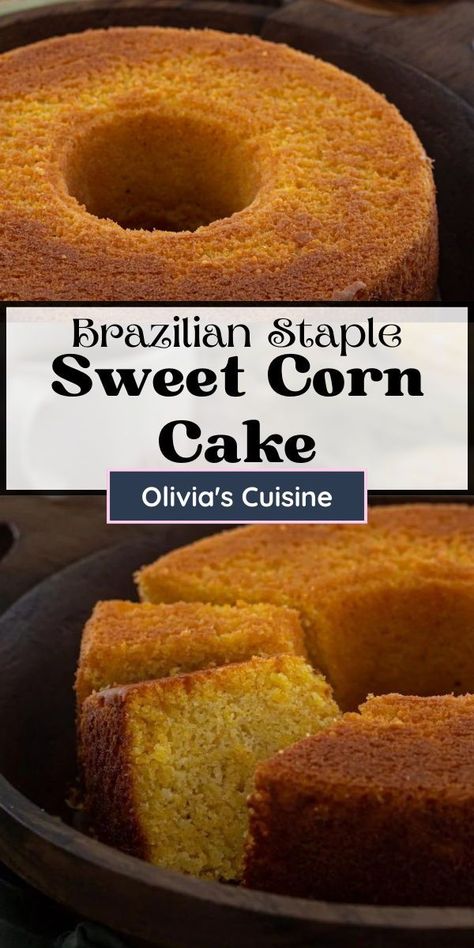 Out of all the things to make with fresh corn, this Easy Sweet Corn Cake might be my favorite! It is a breeze to make and goes great with a cup of coffee. Make this Brazilian Sweet Corn Cake, and you'll never want to make any other kind of cornbread or corn cake ever again! Perfect for soups and stews or to just enjoy on its own with some butter. Sweet Corn Layer Cake, Brazilian Corn Cake, Sweet Corn Puffs, Corn Cakes Recipe Easy, Brazilian Cornbread, Cornflour Recipes, Corncakes Recipe, Sweet Cornbread Cake, Sweet Corn Cake Recipe