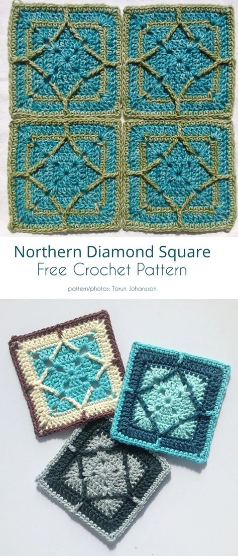 Mosaic Tiles Free Crochet Patterns Crochet Motif Patterns, Crochet Square Patterns, Granny Square Crochet Pattern, Square Patterns, Crochet Square, Tunisian Crochet, Crochet Squares, Free Crochet Patterns, Square Pattern