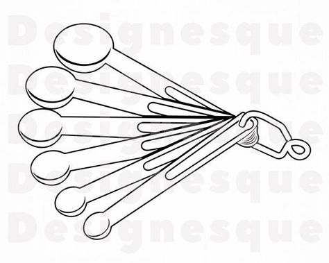 Measuring Spoons Outline SVG, Cooking Svg, Baking Svg, Measuring Spoons Clipart, Files for Cricut, C Measuring Spoon Drawing, Measuring Cups Drawing, Spoon Drawing, Cooking Svg, Baking Svg, Kitchen Objects, Food Drawings, Big Spoon, Silhouette Png