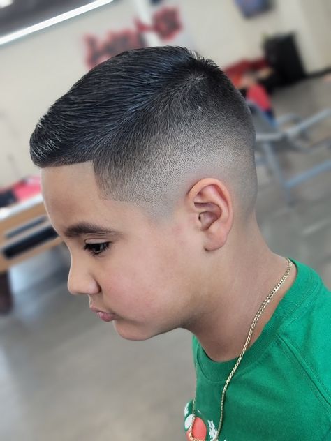 Mod Bald Fade with a Textured Combover Combover Fade Kids, Kids Burst Fade, Boys Short Haircuts Kids, High Fade Comb Over, Kids Fade Haircut, Comb Over Fade Haircut, Combover Hairstyles, Toddler Hairstyles Boy, Kids Haircuts