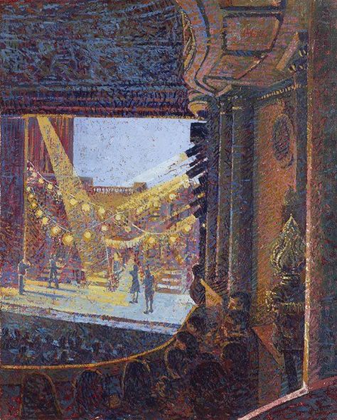 Noel Coward Theatre, Avenue Q. - Francis Hamel British, Oil on linen, 50 x 40 cm. Theatre Drawing, Theatre Illustration, Avenue Q, Country List, Theatre Backdrops, Theatre Pictures, I Love Art, Noel Coward, A Night At The Opera