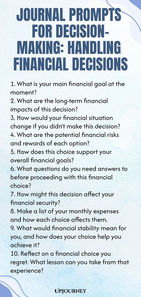 Explore our collection of thought-provoking journal prompts designed to guide you in making sound financial decisions. Whether you're pondering investments, budgeting strategies, or big purchases, these prompts will help you gain clarity and confidence in your decision-making process. Take control of your financial well-being today by diving into these insightful journal prompts. Budgeting Strategies, Journal Prompt Ideas, Easy Journal, Work Etiquette, Psychology Terms, Relationship Quizzes, Prompt Ideas, Quotes Journal, Happiness Journal