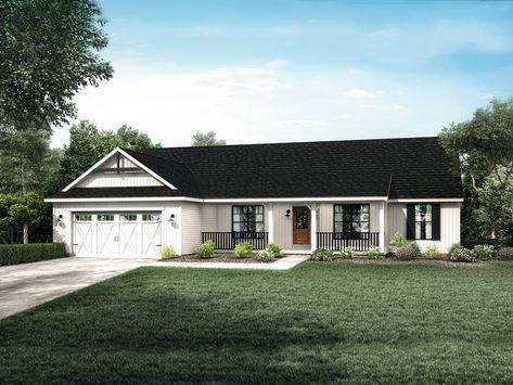 White Ranch Style House, Floor Plan Ranch, Ranch Style Floor Plans, Wayne Homes, Ranch House Remodel, Craftsman Ranch, Interactive Floor, Ranch House Exterior, Open Floor Plans