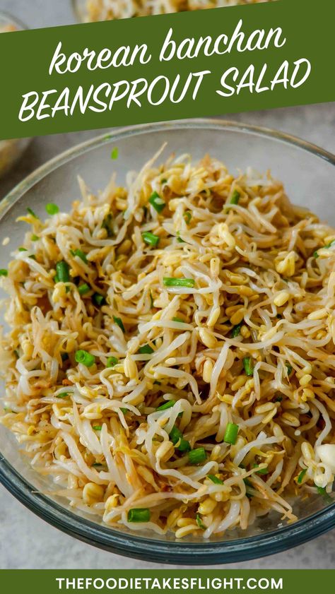 Beansprout Salad Recipes, Beansprout Recipes, Banchan Recipe, Korean Banchan, Bean Sprout Recipes, Bean Sprout Salad, Vegan Kimchi, South Korean Food, Good Gut Bacteria