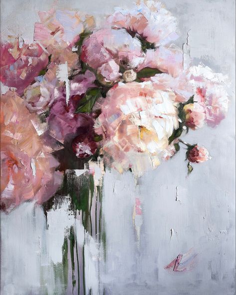 Peonies Pictures, Aesthetic Peonies, Mural Flowers, Pink Floral Painting, Peonies Painting, Painting Peony, Floral Art Paintings, Bouquet Painting, Peony Art