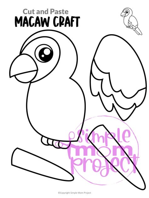 Parrot Template Printable, Parrot Craft Preschool, Parrot Template, Shapes Preschool Crafts, Parrot Printable, Simple Mom Project, Parrot Craft, Alphabet Letter Crafts, Bird Template