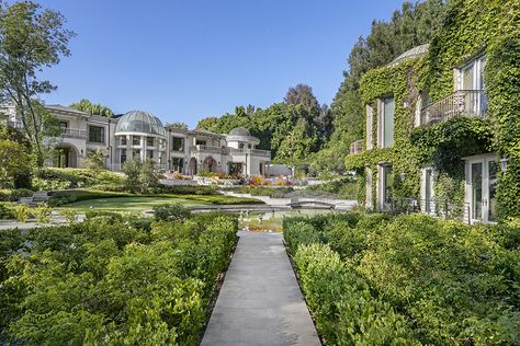 Mansion Los Angeles, Office With Fireplace, The Dropout, Pool Gazebo, American Mansions, Holmby Hills, Waterfall Island, Glass Staircase, Two Story Foyer